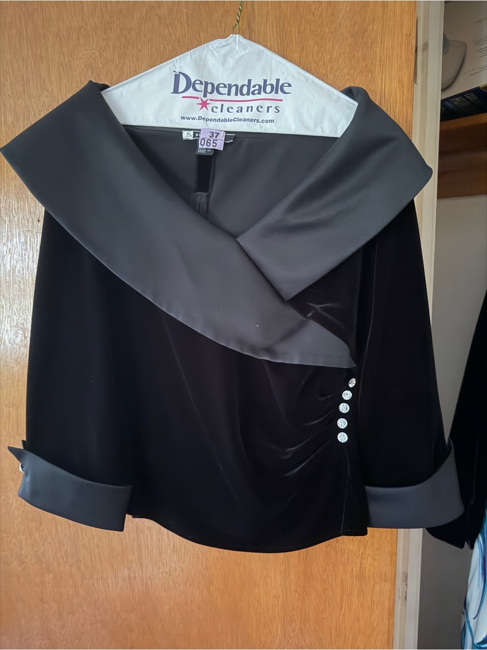 JS Boutique Black Satin-Trim Evening Top